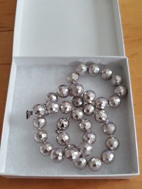 MISAKI Beautiful 16" Beaded Necklace With Simulated gem in 925